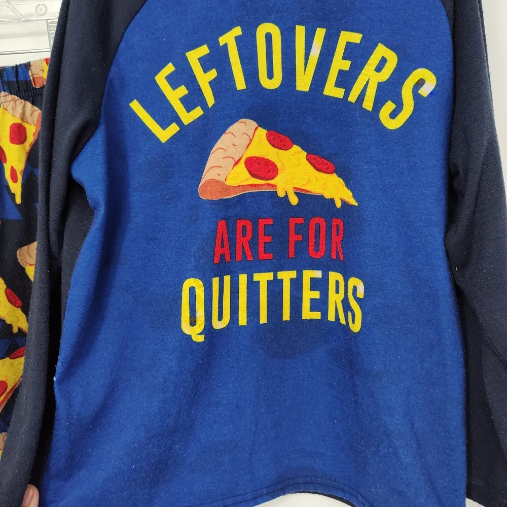 The Children's Place Blue and Yellow Pizza Print Pajama Set Kids Size Medium 7/8